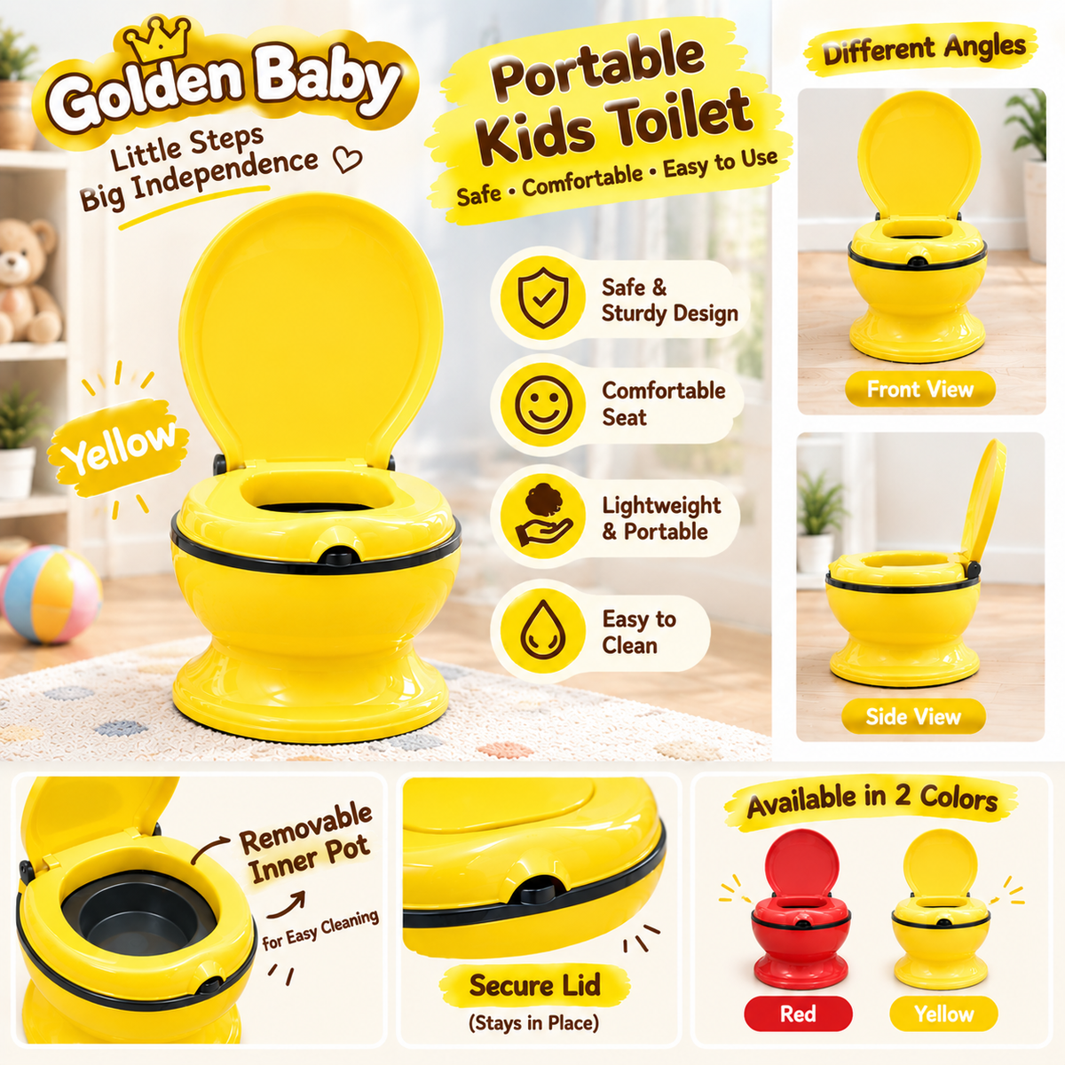 Kids Potty Training Toilet Seat | Baby Potty Chair with Lid
