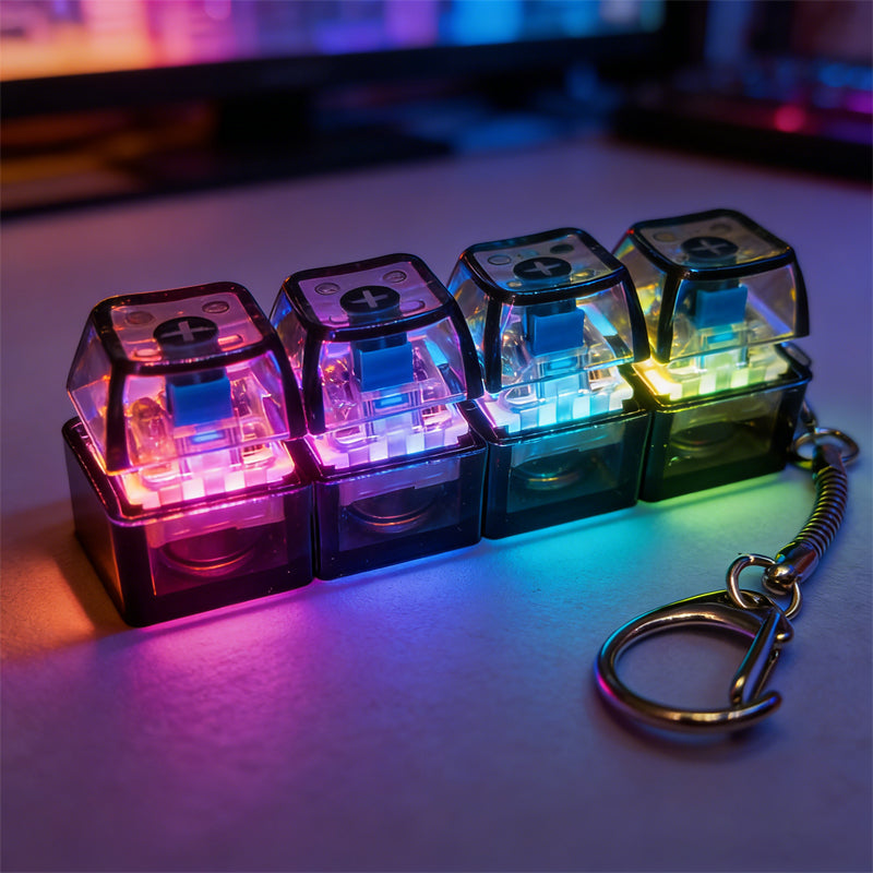 Cute Paw Fidget Clicker Keychain with LED Lights