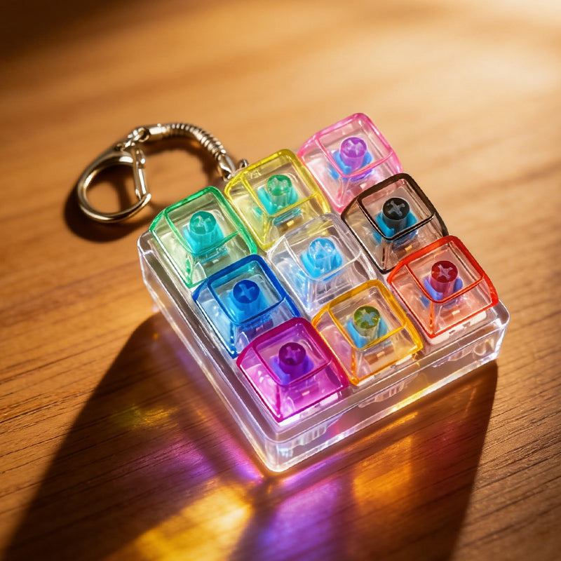 Cute Paw Fidget Clicker Keychain with LED Lights