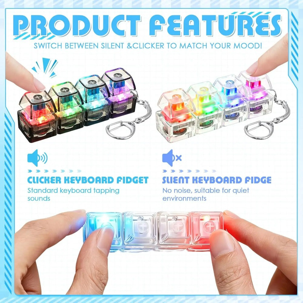 Cute Paw Fidget Clicker Keychain with LED Lights