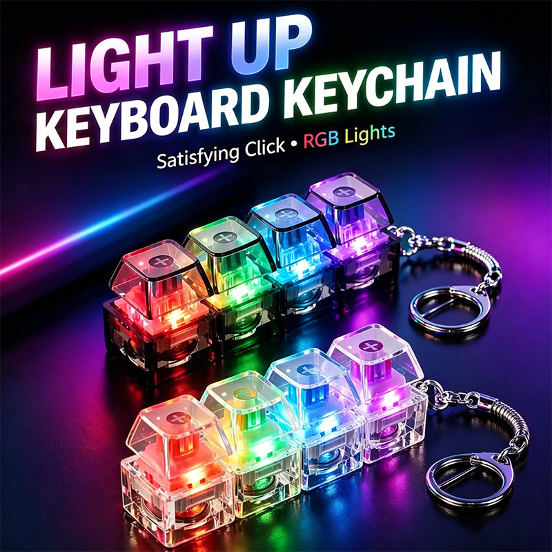 Cute Paw Fidget Clicker Keychain with LED Lights