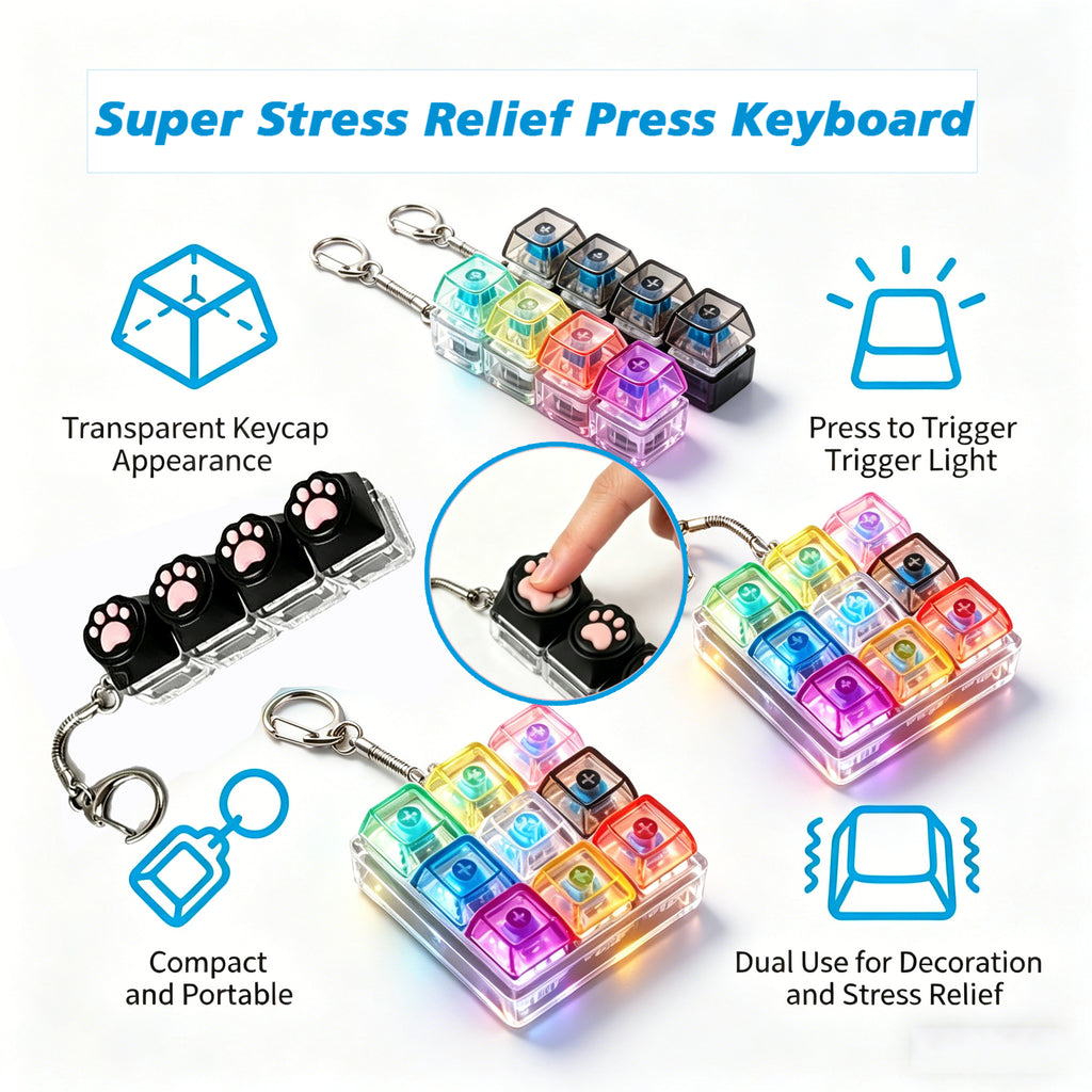 Cute Paw Fidget Clicker Keychain with LED Lights